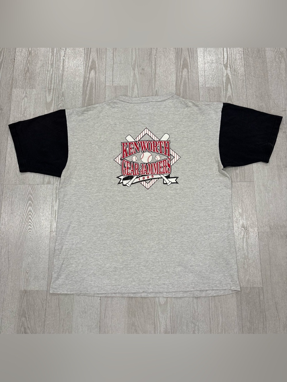 Vintage 90s Kenworth Gear Jammers Baseball Henley Gray Graphic Shirt XL